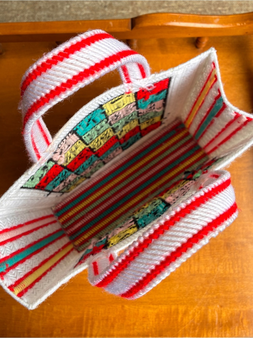 Hand Crafted BINGO Tote with yarn cross-stitch pattern - Picture 3 of 3
